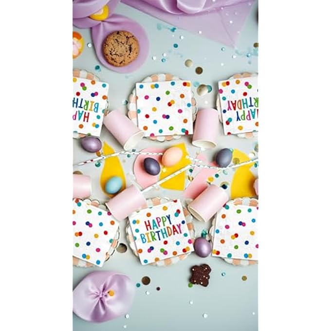 DOTS DESIGN BIRTHDAY PARTY NAPKINS, 6.5X6.5 INCHES, 40 PCS, STYLISH DECOR FOR ADULTS & KIDS, FOR CELEBRATIONS, FESTIVE TABLEWARE ACCESSORY - Image 3